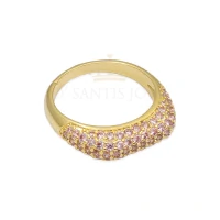 Anel Cravejado Kunzita Ouro18k