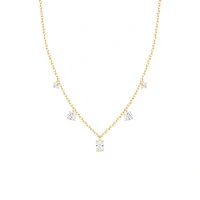 Colar e choker pontos de luz solitários e ovais prata925 ouro18k