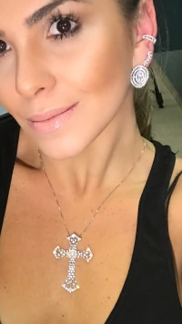 Colar Crucifixo Perola Luxo Longo Prata925