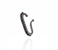 Brinco delicado ear hook de pressão prata925 rodio negro