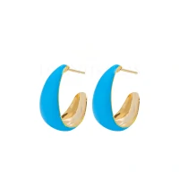 Argola Lagrima M 2cm3mm Esmaltada Azul Ouro