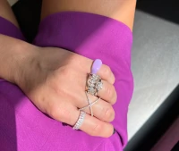 Anel Dedinho Esmaltado Lilas com Ponto de Luz Ouro18k