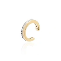 Brinco piercing delicado linha cravejada prata925 ouro18k