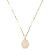 Colar joia corrente delicada com pingente medalha nossa senhora das gracas ouro18k