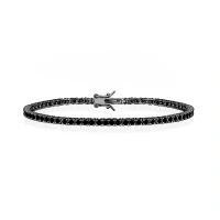 Pulseira riviera clássica joia 4 garras 2mm 17cm rodio negro