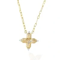 Colar corrente elos classicos com crucifixo sagrado coração ouro18k