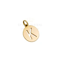 Pingente medalha Letra Inicial Ouro18k