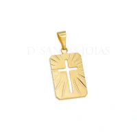 Pingente Placa Cruz Ouro18k