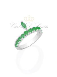 Aliança com Detalhe Gota Esmeralda Prata925
