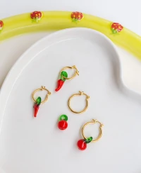 Argola com Cereja Murano Ouro