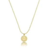 Colar e choker bolinhas com pingente medalha de são bento ouro18k