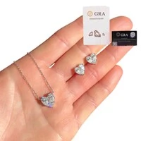 Colar coração illusion moissanite 1cm 1.16ct prata925