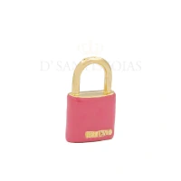 Pingente Cadeado BELIEVE Esmaltado Rosa Ouro