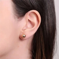 Brinco minimalista bolinha esfera ouro18k (escolha o tamanho)