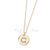 Colar Medalha Inicial Longo Ouro (SOB ENCOMENDA 30 DIAS)