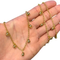 Colar longo boho sino bolinhas ouro18k