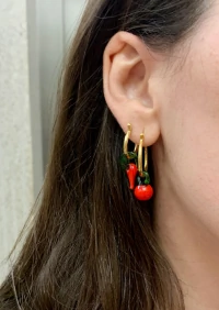 Argola com Cereja Murano Ouro