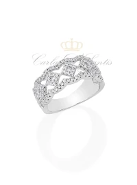 Aliança Triângulos Cristais Prata925