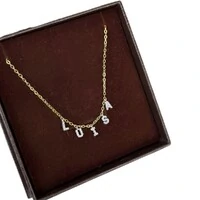 Colar joia personalizado com nome cravejado corrente delicada rodio e ouro18k (sob encomenda)