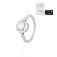 Anel solitário halo volta cravejada moissanite 0.5ct 5mm prata 925