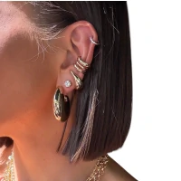 Brinco piercing três tubos regulável ouro18k