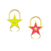Pingente Estrela Cadeado Neon ( escolha a cor ) Ouro 18k