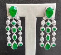 Brinco Leticia Formas Esmeralda e Cristal Prata925