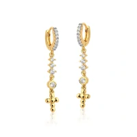 Argola ROMA com Pontos de Luz e Cruz Bolinha Ouro18k