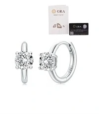 Brinco argola com solitário ponto de luz moissanite 0.91ct prata925