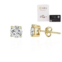 Brinco joia solitário moissanite 1.92ct (6.5mm) prata925