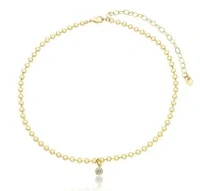 Colar gargantilha bolinhas com ponto luz solitário ouro18k