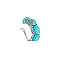 Brinco piercing de encaixe regulável turquesa natural prata925