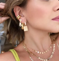 Brinco Ziper Cravejado Ouro18k