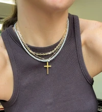 Pingente Cruz Lisa Grande Ouro18k