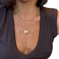 Colar coração luxo com solitário cravação inglesa prata925 ouro18k