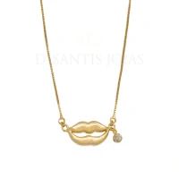 Colar Boca com Ponto de Luz Ouro18k