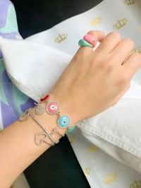 Anel Dedinho Esmaltado Rosa com Ponto de Luz Ouro18k