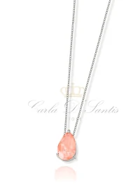 colar gota morganita fusion rodio prata925