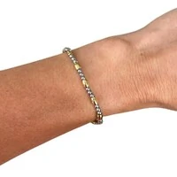 pulseira duo basic bolinhas e gominhos ouro e rodio