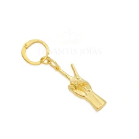 Argola e pingente mao PEACE/ paz ouro18k (unitario)