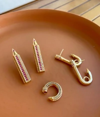 Brinco Lapis Cravejado Ouro18k