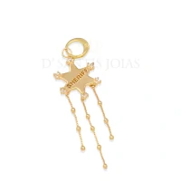 Brinco argola e pingente Sheriff Estrela Ouro