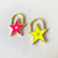 Pingente Estrela Cadeado Neon ( escolha a cor ) Ouro 18k