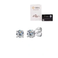 Brinco joia solitário com moissanite 1.1ct (5mm) prata925