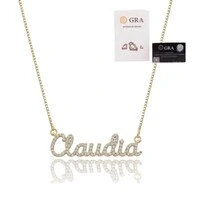 Colar joia nome personalizado cravejado em moissanites prata925