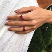 Anel tres gotas safira pink (rosa) prata925