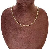 Colar corrente bolinhas e pérolas ouro18k