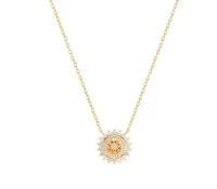 Colar joia solitário citrino (pedra natural legítima) com volta cravação princesa prata925 ouro18k