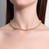 Colar e choker corrente canutilhos e bolinhas