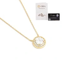 Colar joia solitário volta cravejada 1cm com moissanites 1.93ct (7mm) prata925 ouro18k